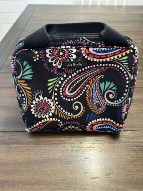 Vera Bradley Black Paisley Lunch Bag with Multicolor Floral Accents